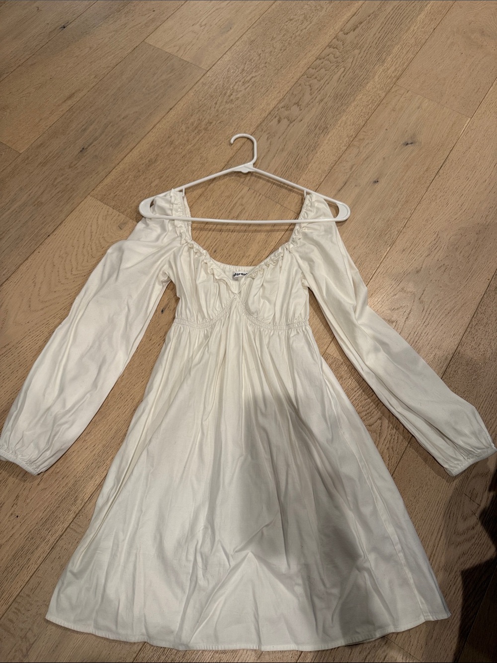 Reformation Ivory Long-Sleeve Empire Midi Dress